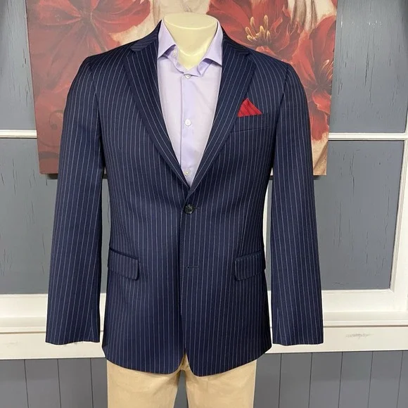 Tommy Hilfiger Suit Mens 38R Modern Fit Wool Blend Stretch Pants 32x31 Navy